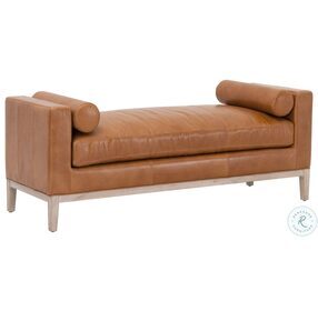 Keaton Whiskey Brown Leather Bench