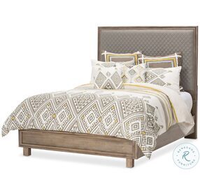 Hudson Ferry Driftwood And Gray Diamond Quilted King Upholstered Panel Bed