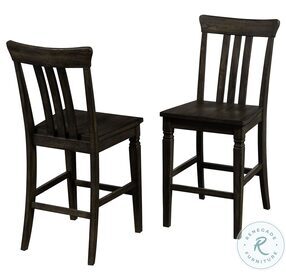 Kingston Dark Gray Slat Back Counter Height Chair Set of 2