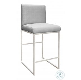 Kingston Gray Faux Shagreen And Nickel Counter Height Stool