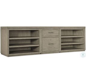 Linville Falls Soft Smoked Gray 96" Credenza with File and Two Open Desk Cabinets Credenza