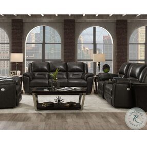 Pandora Slate Leather Reclining Living Room Set