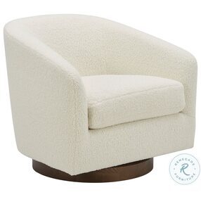 Oscy White Swivel Accent Chair