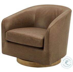 Oscy Tan Leather Swivel Chair