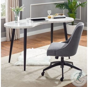 Kinsley White Marble And Ebony Home Office Set