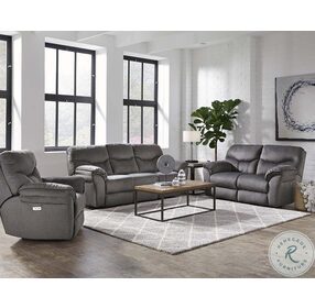 Power Play Charcoal 96" Reclining Living Room Set with Power Headrest