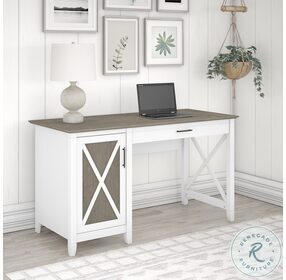 Key West Pure White and Shiplap Gray 54" Computer Home Office Set