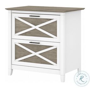 Key West Pure White and Shiplap Gray 2 Drawer Lateral File Cabinet