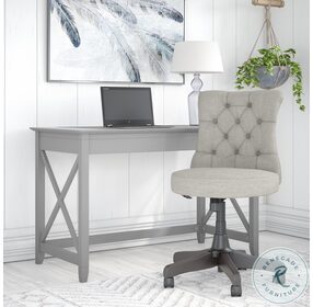 Key West Cape Cod Grey 48" Writing Desk with Mid Back Tufted Office Chair