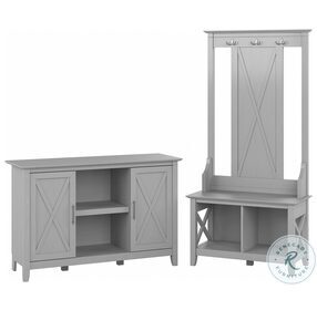 Key West Cape Cod Grey Entryway Storage Set with Hall Tree Shoe Bench and 2 Door Cabinet