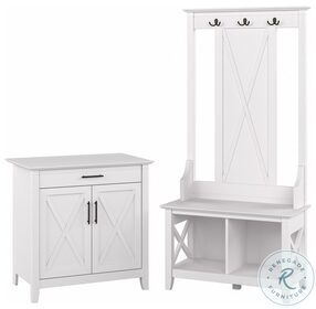 Key West Pure White Oak Entryway Storage Set with Hall Tree Shoe Bench and Armoire Cabinet