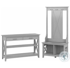 Key West Cape Cod Grey Entryway Storage Set with Hall Tree Shoe Bench and Console Table