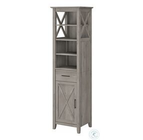 Key West Driftwood Gray Tall Narrow Bookcase Cabinet