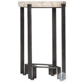 Sayers White Travertine And Bronze Accent Table