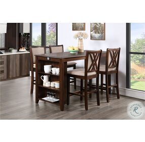 Amy Cherry 5 Piece 60" Counter Height Dining Set