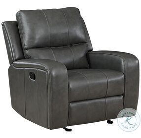Linton Gray Leather Glider Power Recliner With Power Footrest