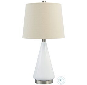 Ackson Glazed White And Brushed Silvertone Ceramic Table Lamp Set of 2