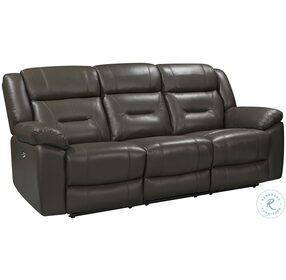 Sebastian Leather Grey Power Reclining Sofa With Power Footrest