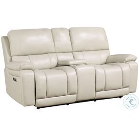 Cicero Cream Power Reclining Console Loveseat With Power Footrest and Headrest