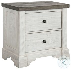 Valley Ridge Distressed White And Rustic Gray 2 Drawer Nightstand