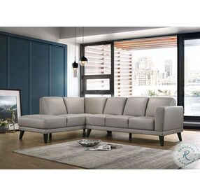 Altamura Mist Gray Leather LAF Sectional