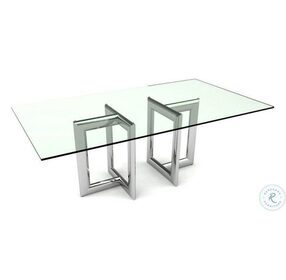 Laina Stainless Steel Glass Top Rectangular Dining Table