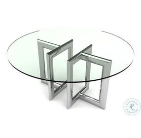 Laina Stainless Steel Glass Top Round Dining Table