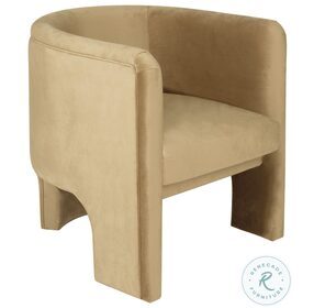 Lansky Camel Velvet Fully Upholstered Barrel Chair
