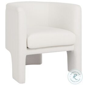 Lansky White Boucle Fully Upholstered Barrel Chair