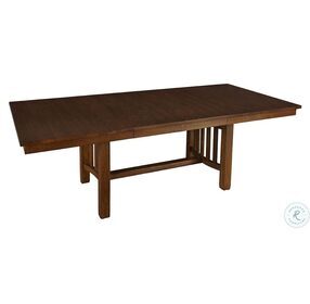 Laurelhurst 92" Mission Oak Extendable Rectangular Trestle Dining Table