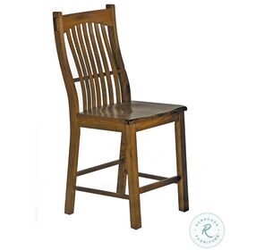 Laurelhurst Rustic Oak Slatback Counter Height Chair Set of 2