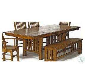 Laurelhurst 92" Rustic Oak Extendable Rectangular Trestle Dining Table