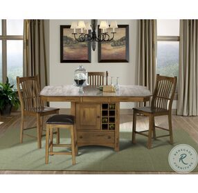 Laurelhurst 66" Rustic Oak Extendable Rectangular Counter Height Dining Room Set