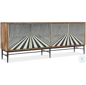 Commerce And Market Medium Brown Black And White Linear Perspective Credenza