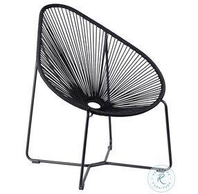 Acapulco Black Rope And Black Steel Outdoor Papasan Lounge Chair