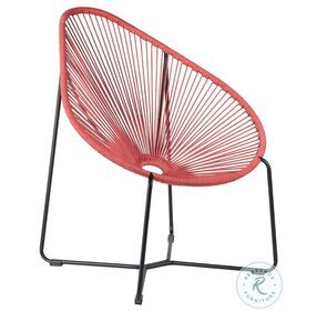 Acapulco Brick Red And Black Steel Rope Outdoor Papasan Lounge Chair