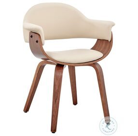 Adalyn Cream Faux Leather And Walnut Wood Dining Chair