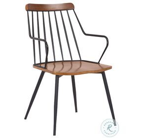 Alcott Walnut And Black Metal Contemporary Dining Chair