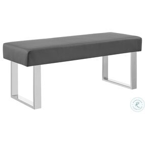 Amanda Gray Faux Leather Dining Bench