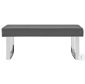 Amanda Gray Faux Leather Dining Bench
