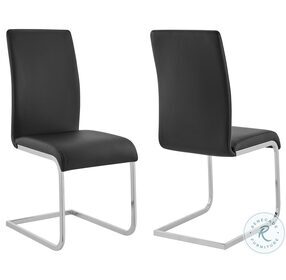 Amanda Black Faux Leather Side Chair Set of 2