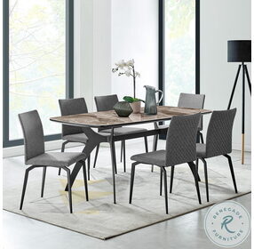 Andes and Lyon Gray Fabric Rectangular Dining Room Set