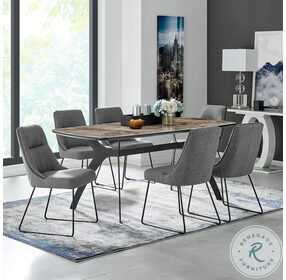 Andes and Quartz Gray Fabric Rectangular Dining Room Set