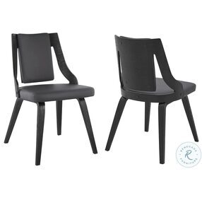 Aniston Gray Faux Leather And Black Wood Dining Chair Set of 2