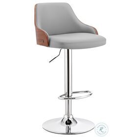 Asher Gray Faux Leather And Chrome Adjustable Bar Stool