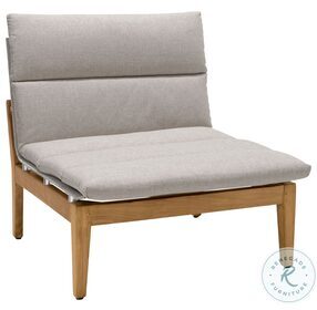 Arno Beige Olefin And Teak Wood Outdoor Modular Lounge Chair Set of 2