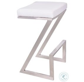Atlantis White Faux Leather Backless 26" Counter Height Stool