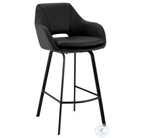 Aura Black Faux Leather 26" Swivel Counter Height Stool