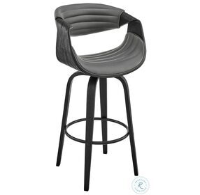 Arya Gray Faux Leather and Black Wood 26" Swivel Counter Height Stool