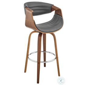 Arya Gray Faux Leather and Walnut Wood 26" Swivel Counter Height Stool